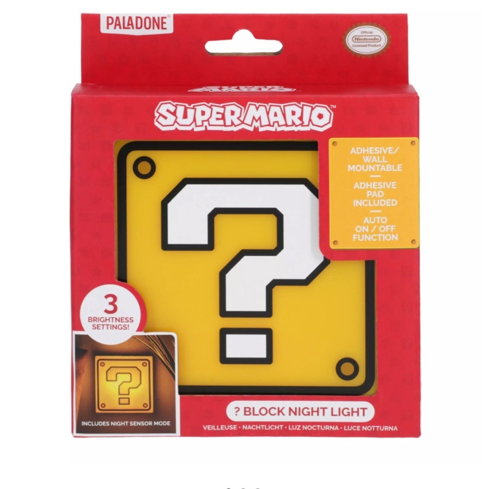 Super Mario Wall Mountable Question Mark Block Night Light Made By Paladone. NEW